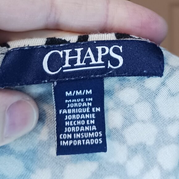 #231 3/$18 - Chaps Black/White Short Sleeve Top Size M - Picture 6 of 6